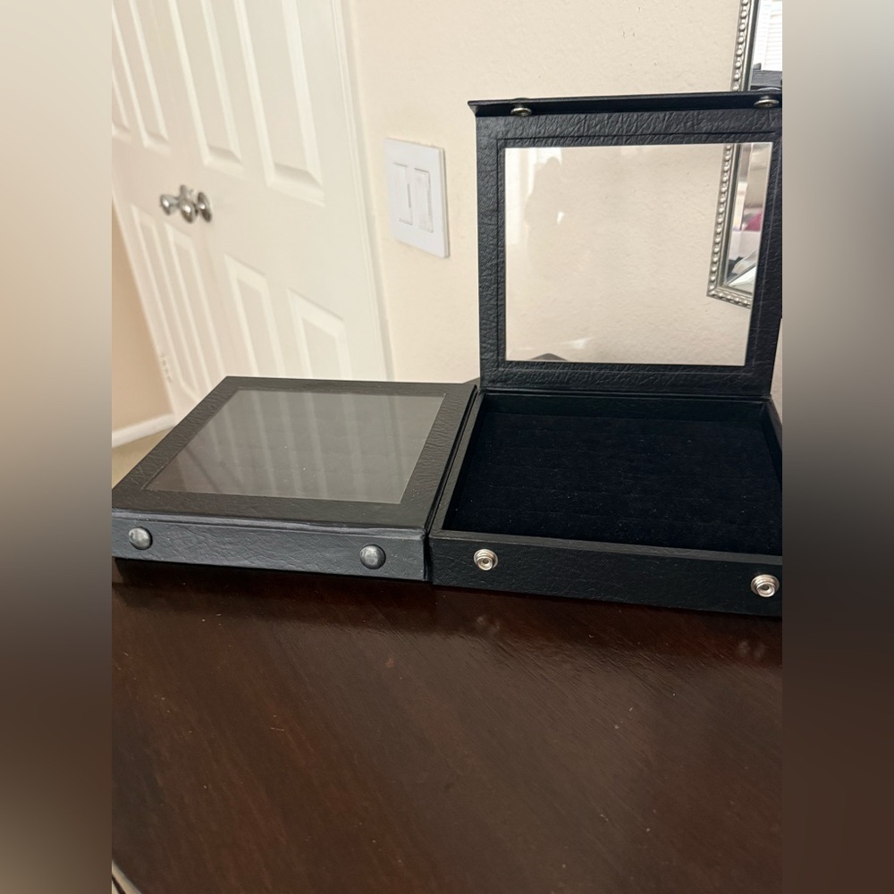 Black Leatherette Tablet Display Case with Clear Top